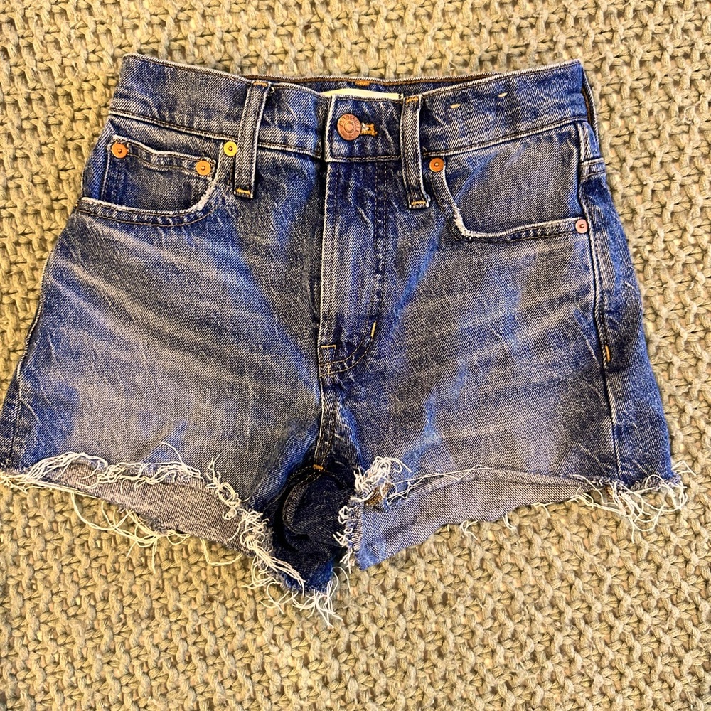 MADEWELL Size 23 Perfect Vintage Denim Jean Short Cut-Off High-Waist Raw Hem